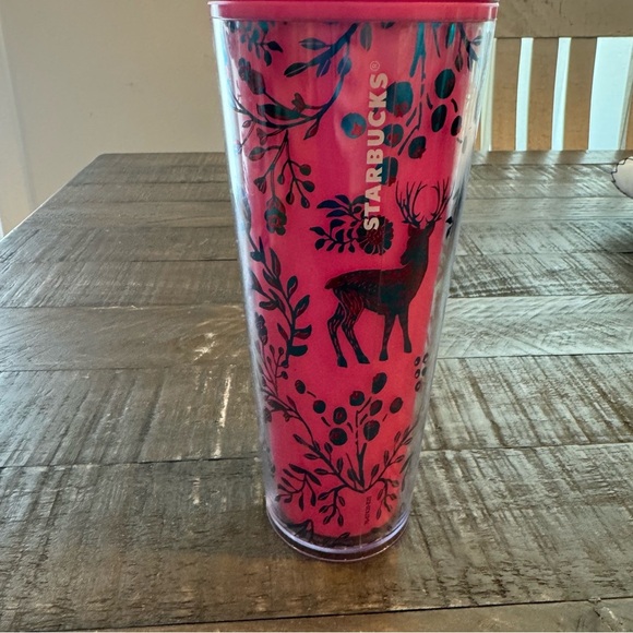 Starbucks 2022 Holiday ‘Woodland Lace Color Change" Pink Tumbler 24oz Venti - Picture 2 of 5